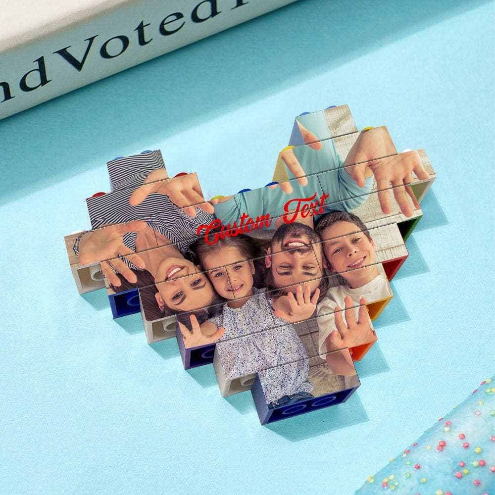 Personalised Heart Shaped Building Brick Custom Photo Block Colors Brick Puzzles Gifts - Giftlab