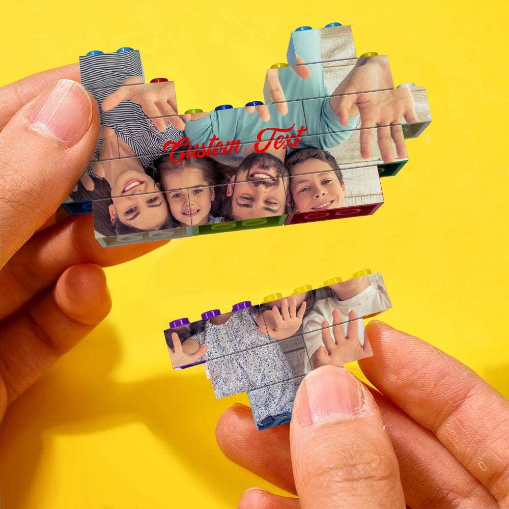 Personalised Heart Shaped Building Brick Custom Photo Block Colors Brick Puzzles Gifts - Giftlab