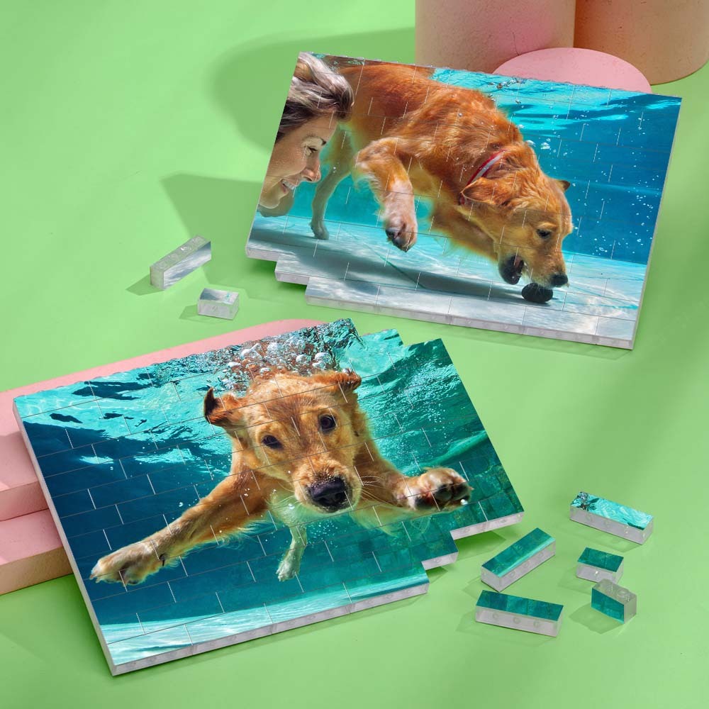 Custom Building Block Puzzle Horizontal Photo Building Transparent Bricks for Lover - GiftLab