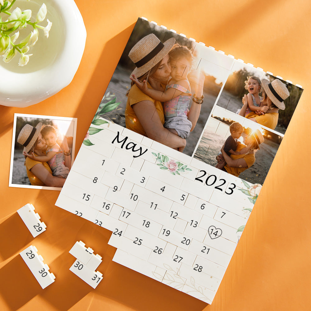 Custom Building Block Puzzle Vertical Building Photo Calendar Brick Mother's Day Gifts