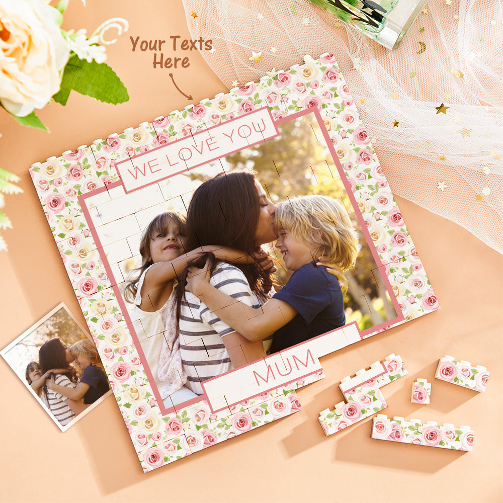Custom Building Block Puzzle Square Photo Brick Mum We Love You Mother's Day Gift