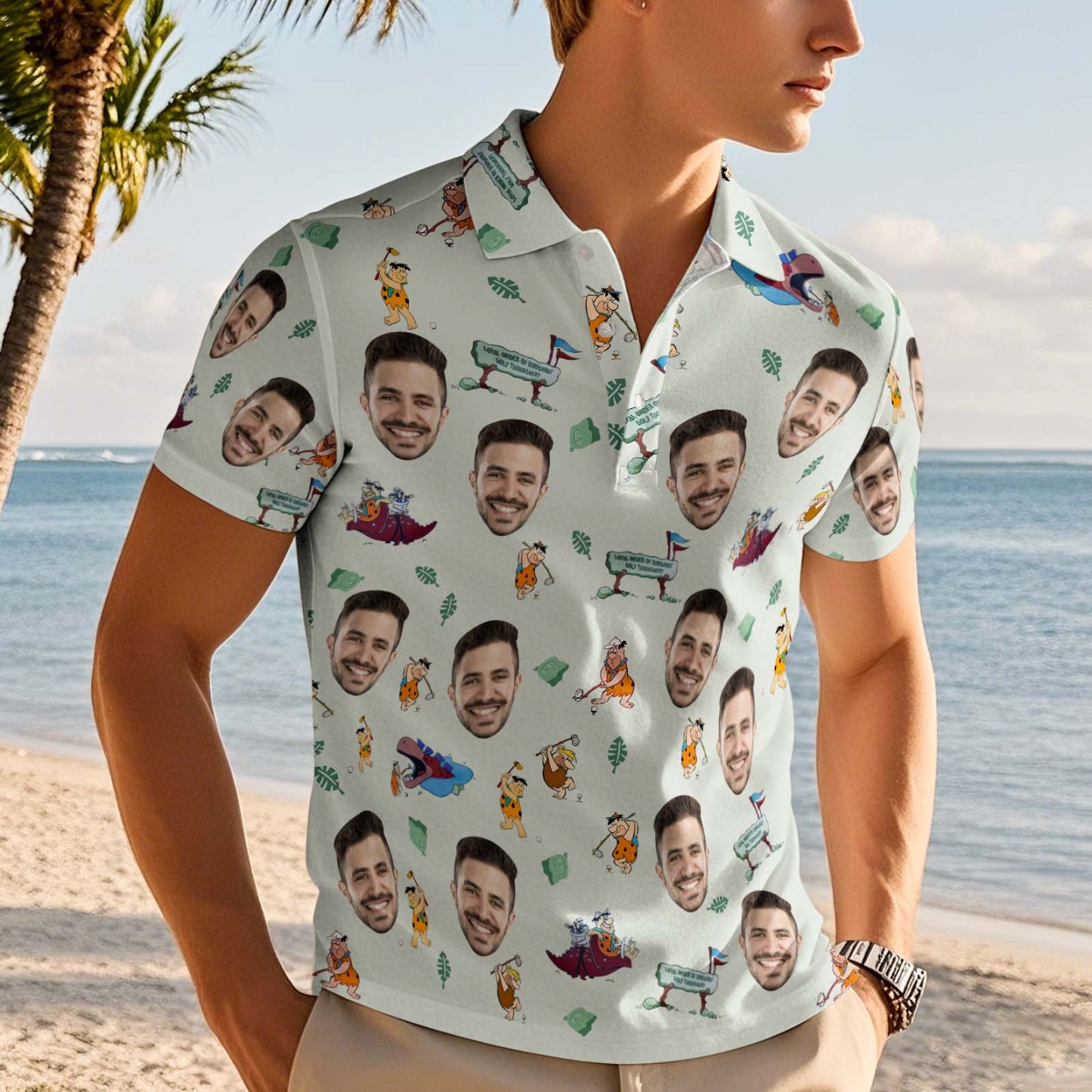 Custom Face Polo Shirt Playing Golf Pattern Polo Shirt For Men - Bestchristmasgifts