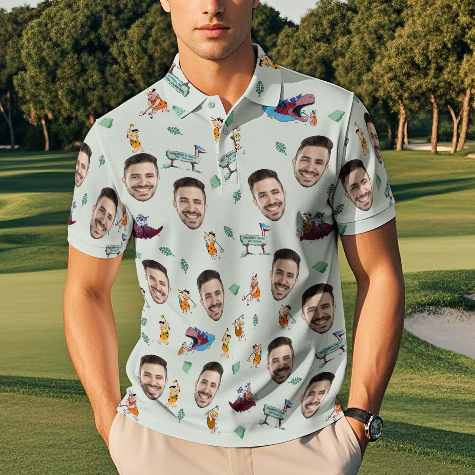 Custom Face Polo Shirt Playing Golf Pattern Polo Shirt For Men - Bestchristmasgifts