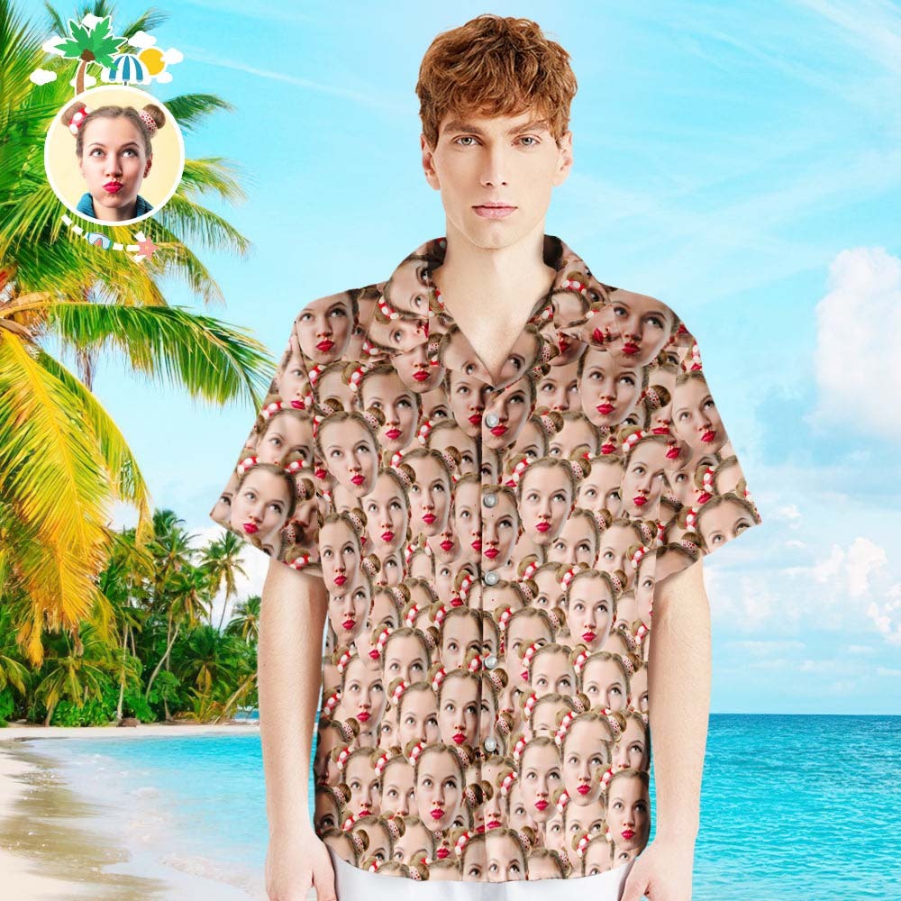 Custom Face Shirt Men's Hawaiian Shirt Face Mash - Bestchristmasgifts