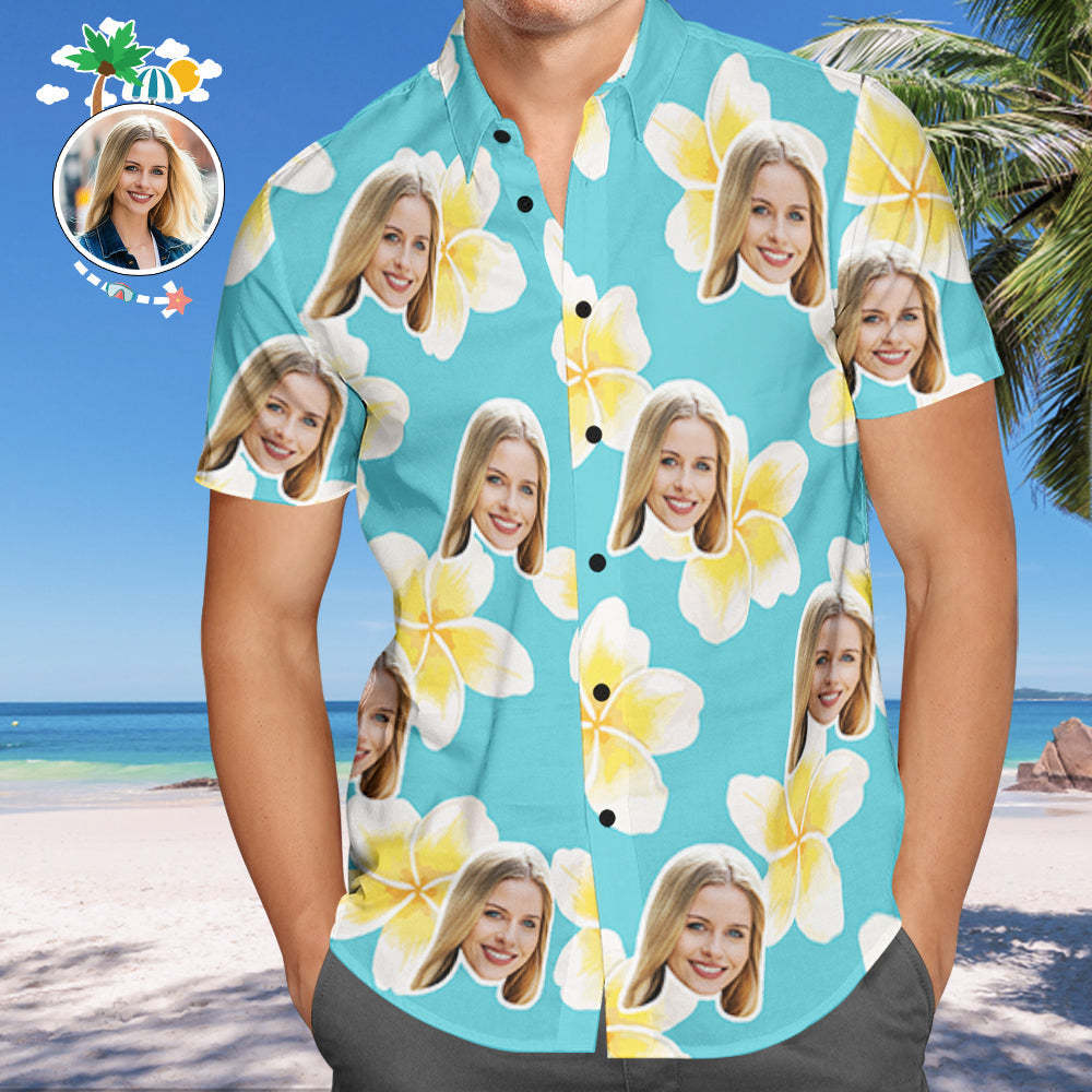 Custom Face Hawaiian Shirts Tropical Beach Shirt Floral Shirt Gift for Christmas