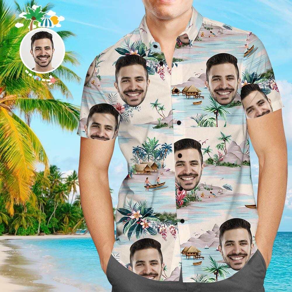 Custom Dog Face Hawaiian Shirt Custom Tropical Shirts  Men's All Over Print Hawaiian Shirt - Giftlab