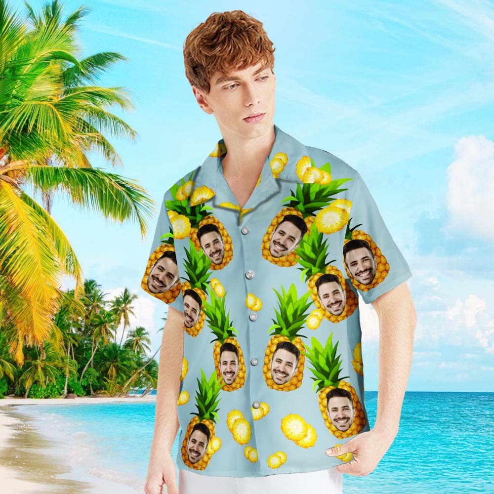 Custom Photo Shirt Men's Hawaiian Shirt Big Pineapple For Him - Bestchristmasgifts