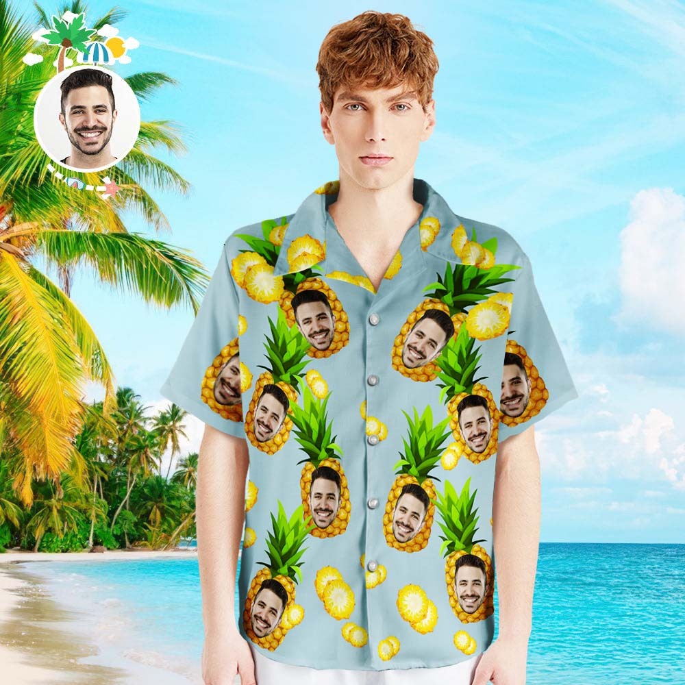 Custom Photo Shirt Men's Hawaiian Shirt Big Pineapple For Him - Bestchristmasgifts
