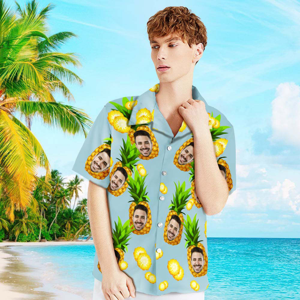 Custom Photo Shirt Men's Hawaiian Shirt Big Pineapple For Him - Bestchristmasgifts