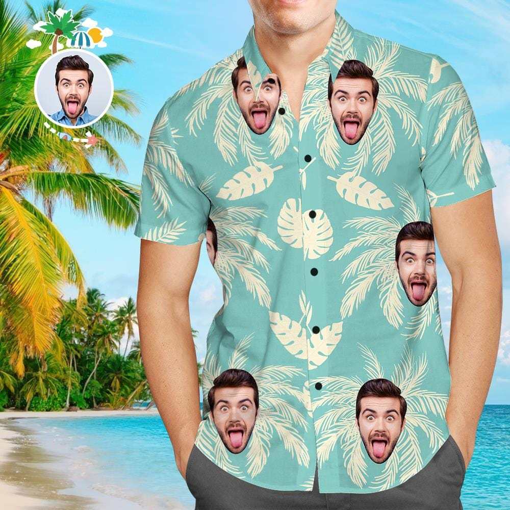 Custom Dog Face Hawaiian Shirt Custom Tropical Shirts Plain Shirts with Pet Face - Giftlab