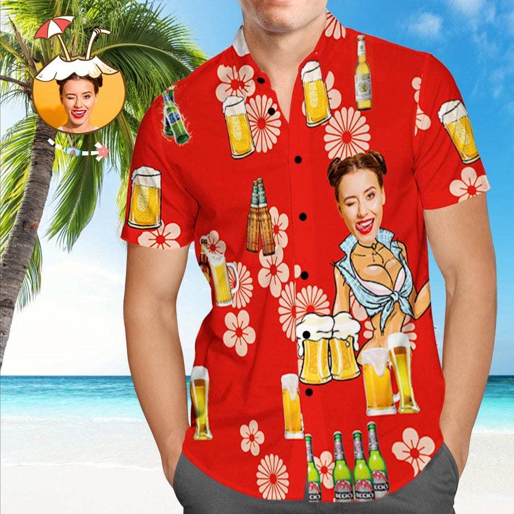 Custom Dog Face Hawaiian Shirt Custom Hawaiian Shirt with Photo Button Down Beach Shirts - Giftlab