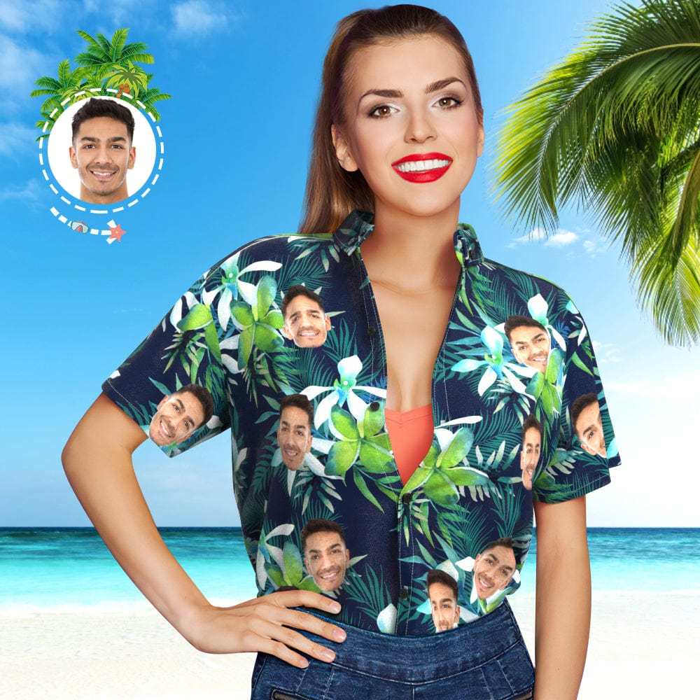 Custom Hawaiian with Dog Face Custom Face All Over Print Tropical Style Hawaiian Shirt - Giftlab