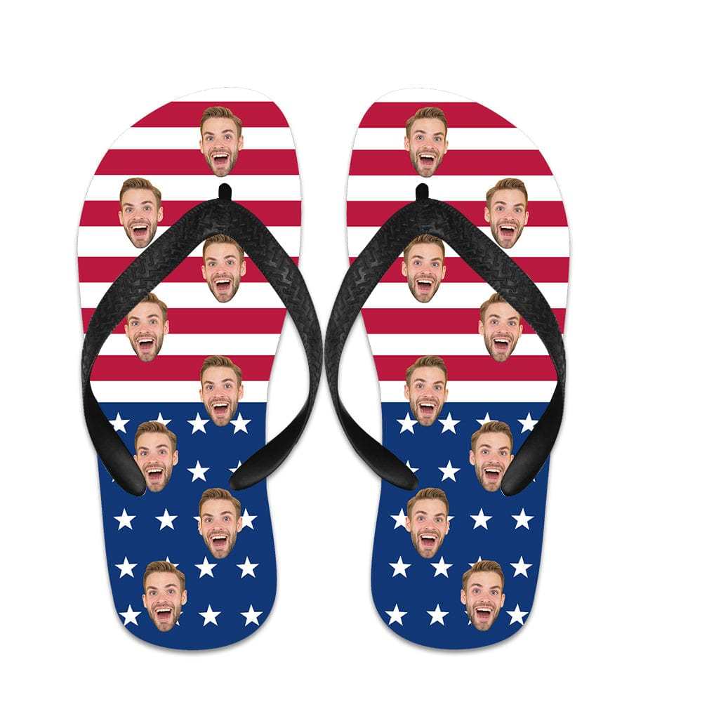 Custom American Flip Flops Personalized Flip Flops Summer Beach Slide Sandals - Bestchristmasgifts