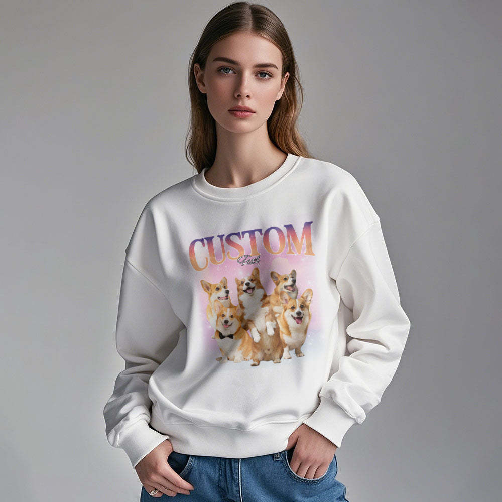 Custom Pets Photo and Text Hoodie Personalized Photo Gift Unisex Personality Vintage Lightning Sweatshirt - Bestchristmasgifts