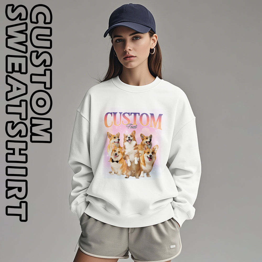 Custom Pets Photo and Text Hoodie Personalized Photo Gift Unisex Personality Vintage Lightning Sweatshirt - Bestchristmasgifts