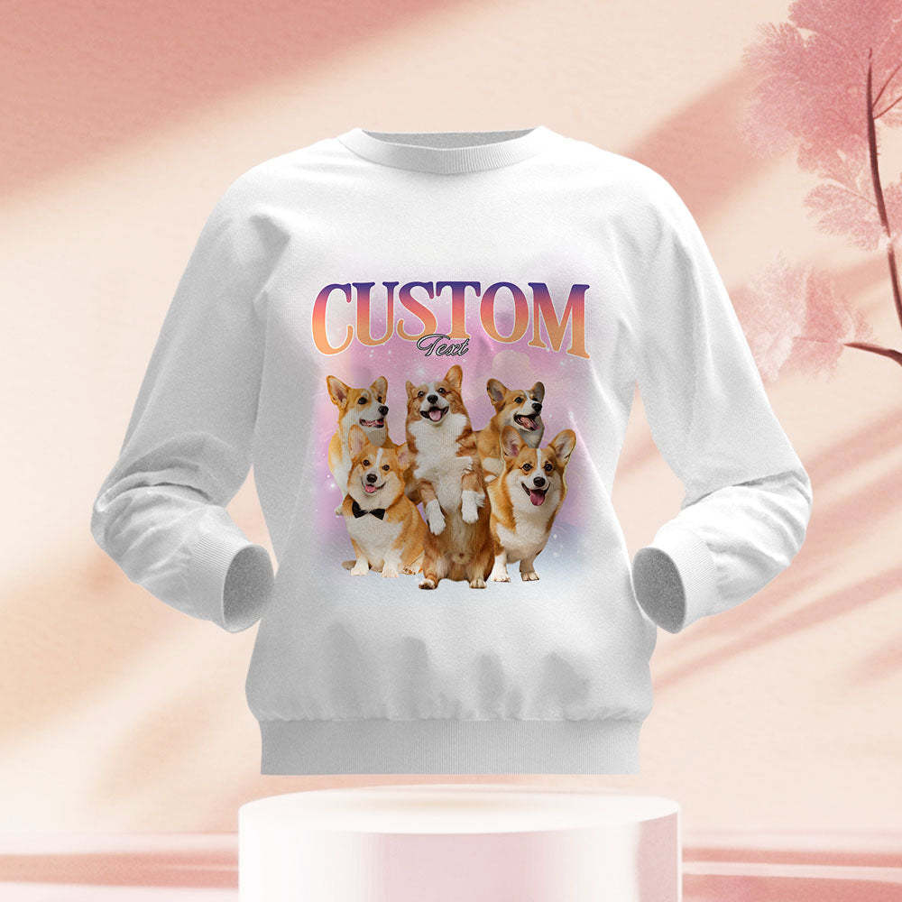 Custom Pets Photo and Text Hoodie Personalized Photo Gift Unisex Personality Vintage Lightning Sweatshirt - Bestchristmasgifts