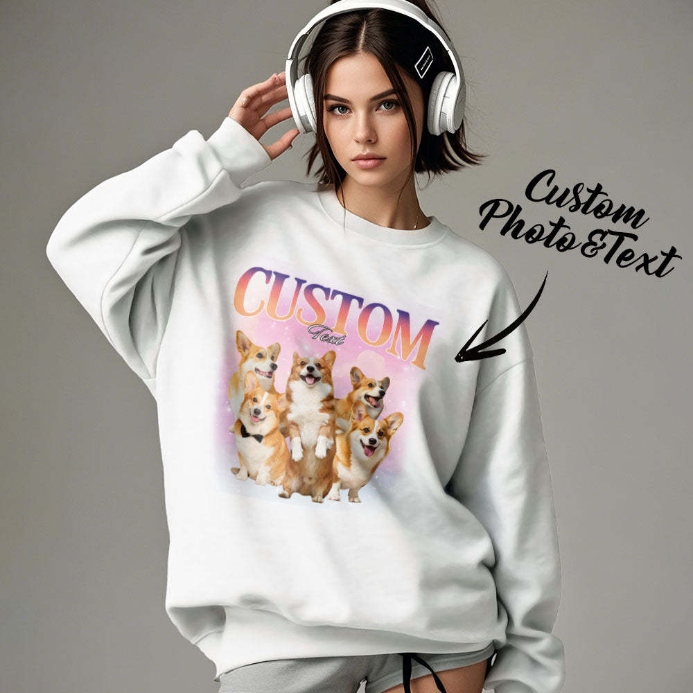 Custom Pets Photo and Text Hoodie Personalized Photo Gift Unisex Personality Vintage Lightning Sweatshirt - Bestchristmasgifts