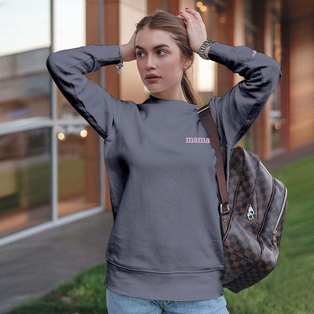 Custom Engraved Hoodie Round Neck Color Embroidery Mother's Day Gifts	 - MyFaceBoxerUK