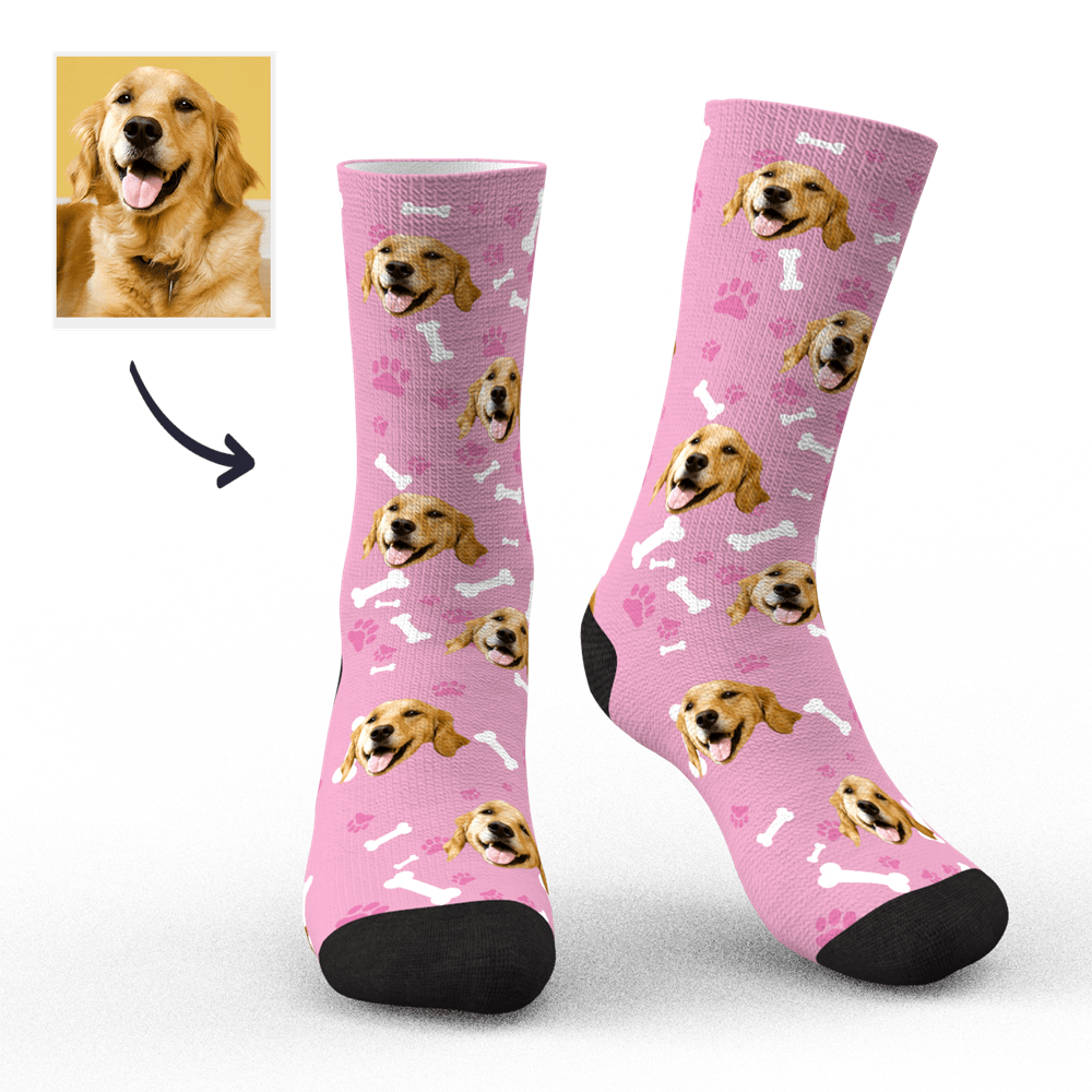Custom Face Dog Socks With Your Text 3D preview - Bestchristmasgifts