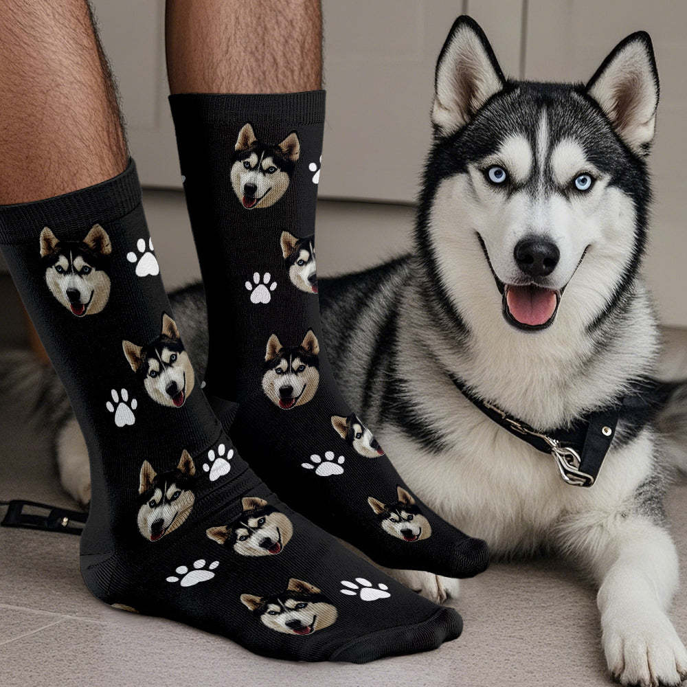 Custom Face Socks Add Pictures Cute Dog Photos Sock Gift for Pet Lover Christmas - Bestchristmasgifts