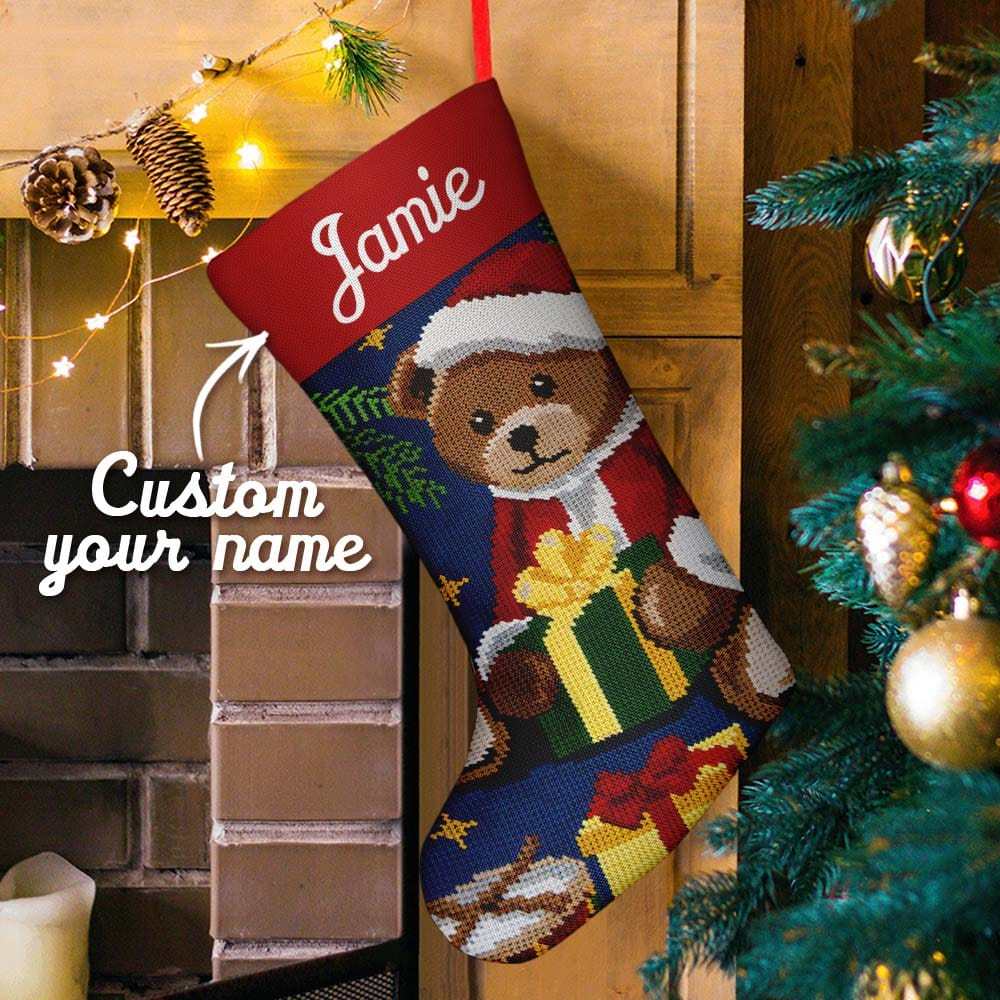 Custom Name Stockings Christmas Ornament Personalized Needlepoint Stocking Custom Name Christmas Stockings Christmas Gifts - Giftlab