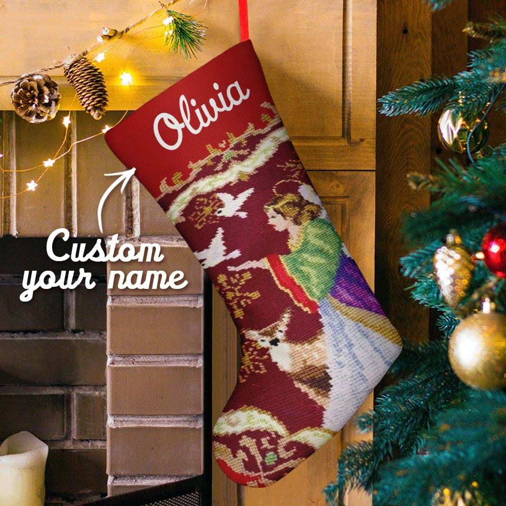 Custom Name Christmas Stockings Personalized Needlepoint Stocking Custom Name Christmas Stockings - Giftlab