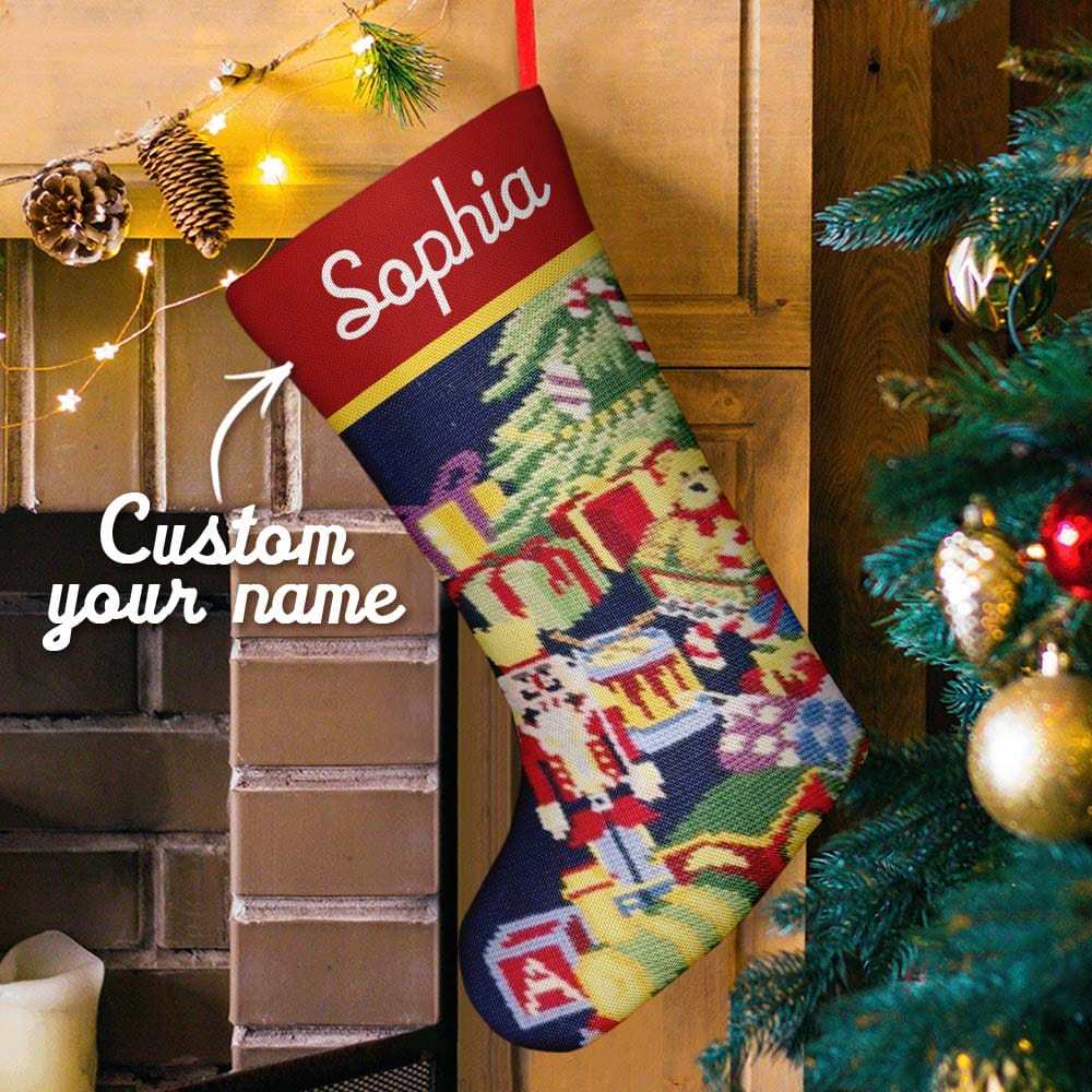 Custom Name Stockings Christmas Ornament Personalized Needlepoint Stocking Custom Name Christmas Stockings Christmas Gifts - Giftlab