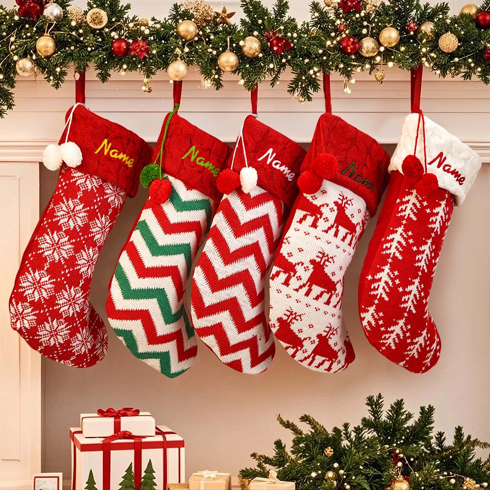 Personalized Buffalo Plaid Jumbo Knit Christmas Stockings Custom Christmas Stocking Personalized Holiday Stocking Personalized Name Stocking