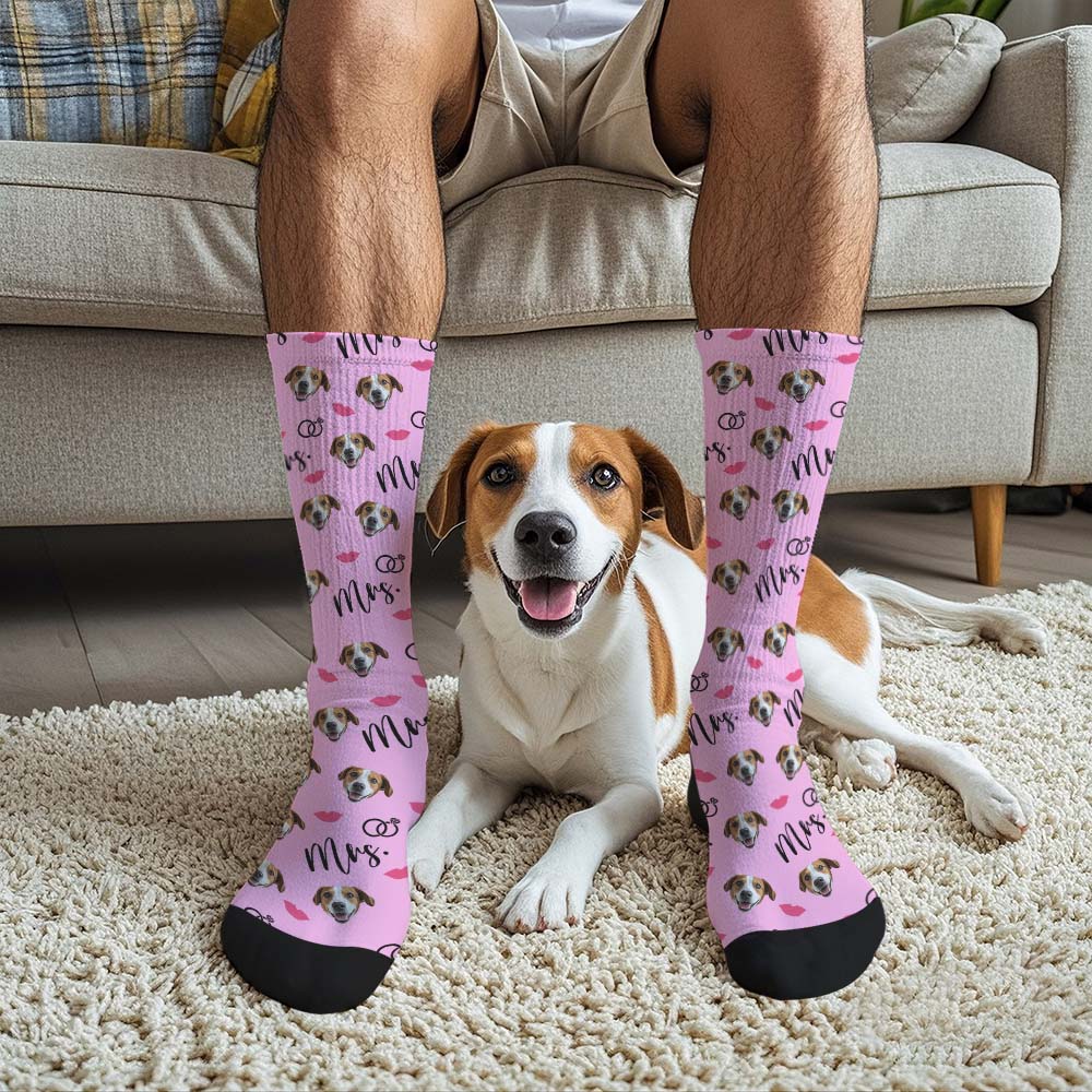 Custom Face Socks Mrs Cute Socks Personalized Photo Custom Design Best Gift Idea
