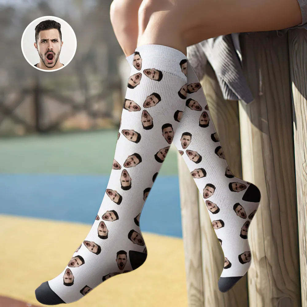 Custom Knee High Face Socks Summer Socks - Full Face MyFaceSocks - Bestchristmasgifts