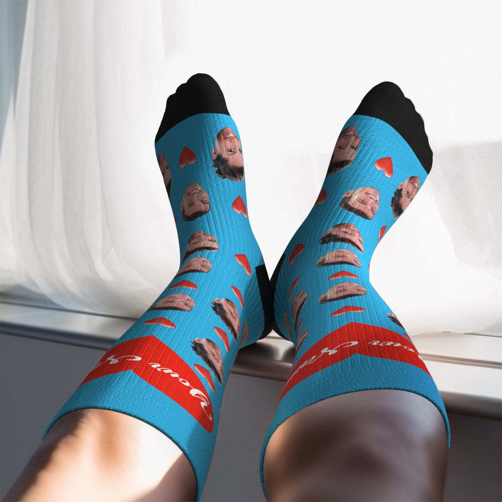 Father's Day Upgrade Custom Breathable Knee-high Compression Socks Online Preview Add Picture And Name Heart - Bestchristmasgifts