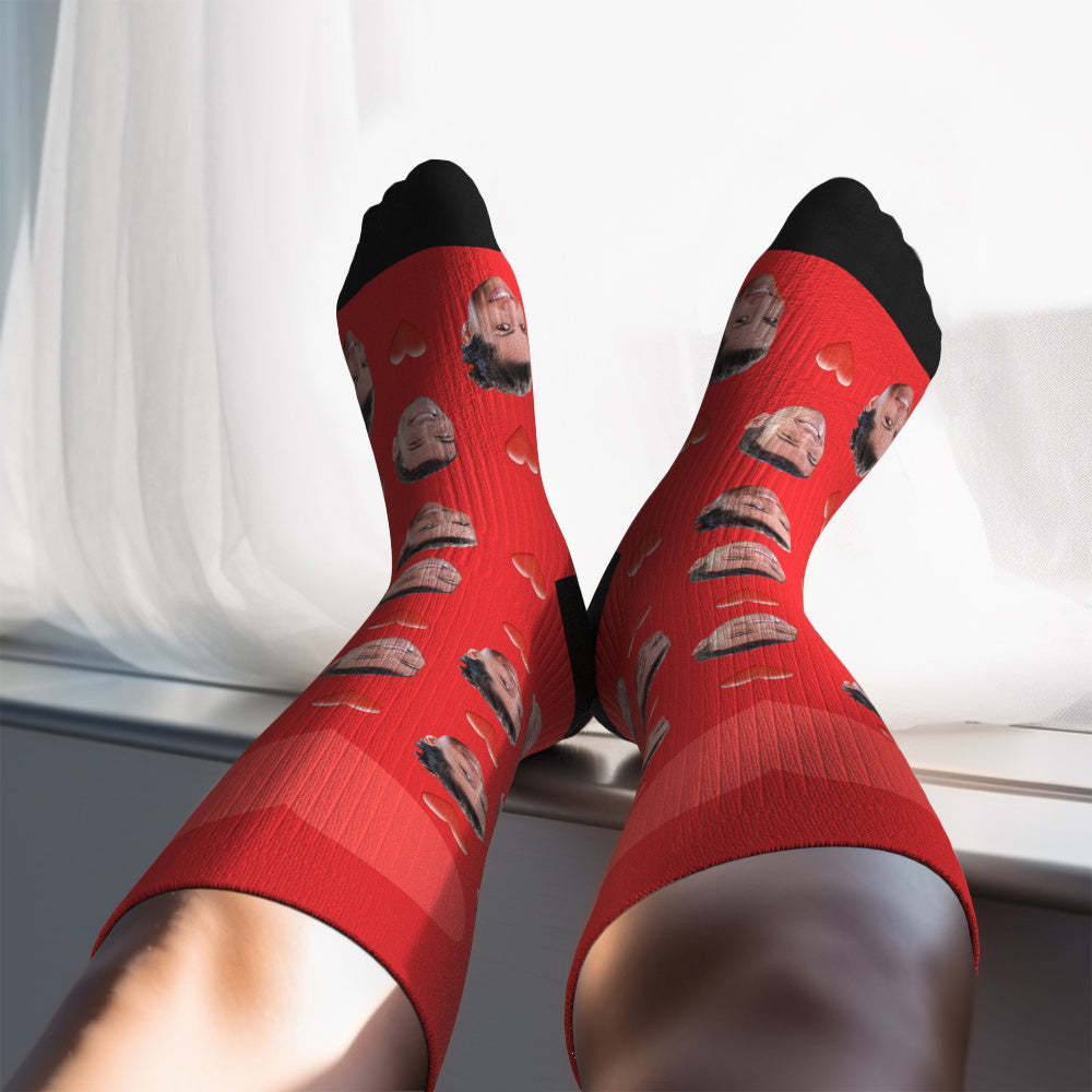 Father's Day Upgrade Custom Breathable Knee-high Compression Socks Online Preview Add Picture And Name Heart - Bestchristmasgifts