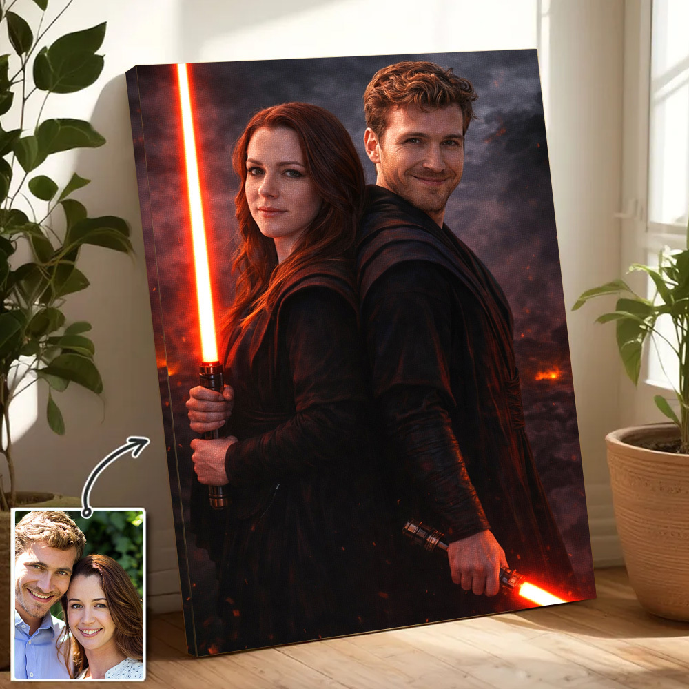 Custom Lightsaber Galactic Hero Couple Portrait Frame Gift Valentine's Day Gifts for Couple