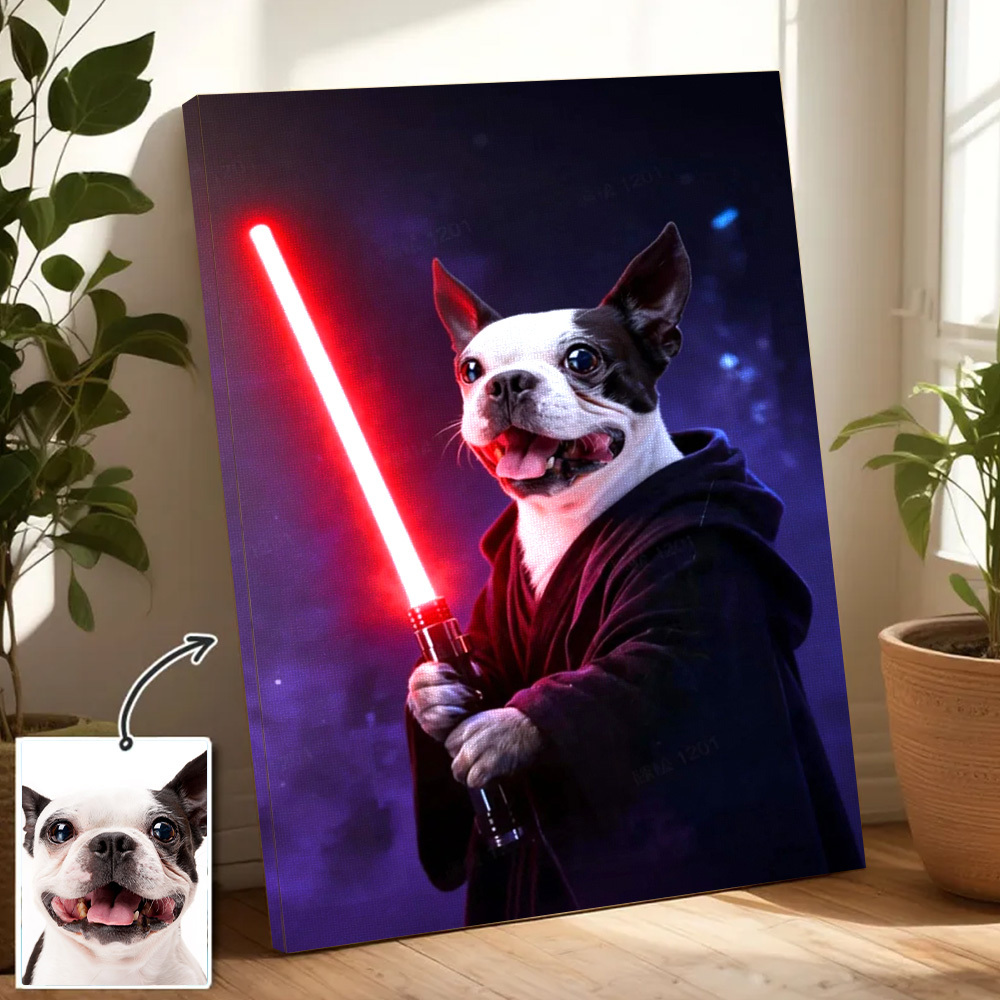 Custom Lightsaber Galactic Hero Pet Portrait Frame Gift for Pet Lover