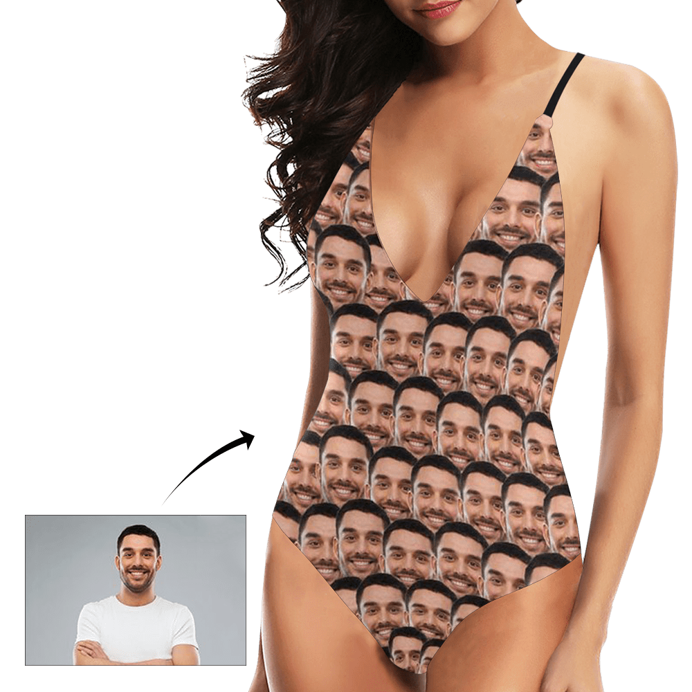 Custom Face Cute Swimsuit V-Neck Cute Swimsuit Custom Swimming Suits Girlfriend Gift - Giftlab