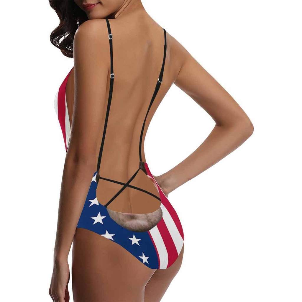 Custom Face USA Flag Bathingsuit Personalized 4th of July Swimwear Summer Gift For Girlfriend - Giftlab