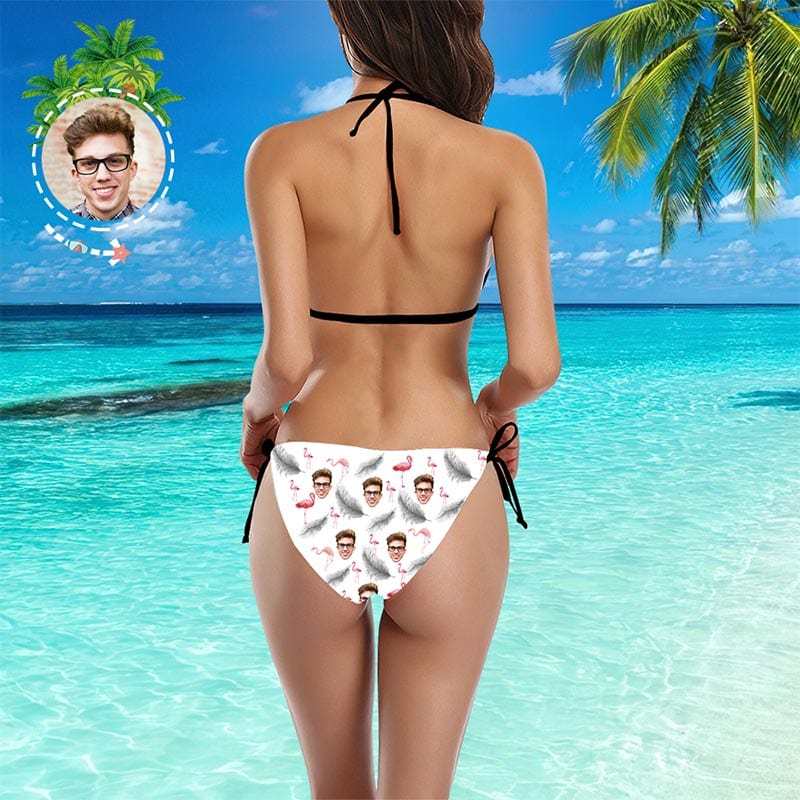 Custom Face Matching Couples Swimsuits Feather Couples Swimwear Gift for Lovers - Giftlab