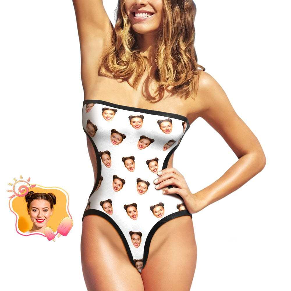 Custom Face Swimsuit Personalized One-piece Swimsuit - White - Giftlab