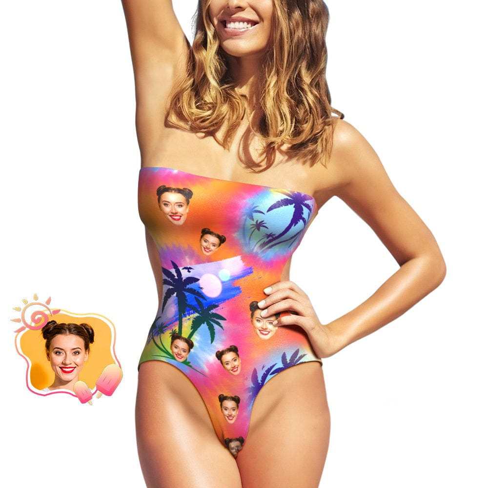 Custom Bathing Suit with Face Custom Swimwear Gift For Women - Coconut Tree - Giftlab