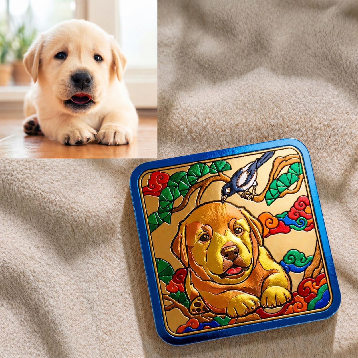 Custom Photo DIY Foil Art Kit - Personalized Couple & Pet Portrait Coloring Set - Creative Hand-Painted Foil Painting with Wood Frame, Unique Anniversary & Birthday Gift for Adults