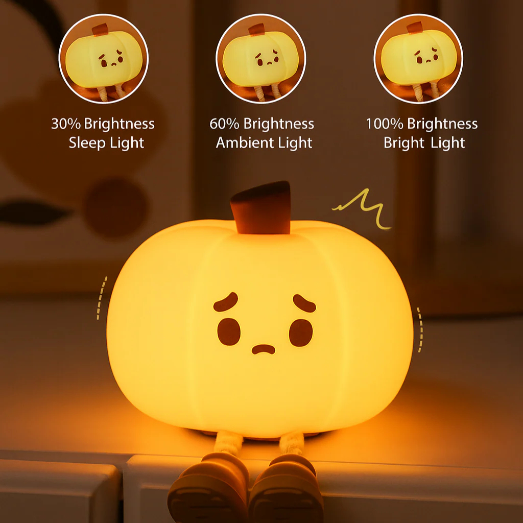 Pumpkin Night Light Decor, Cute Night Light For Kids Room, silicone pumpkin lantern dimmable, Halloween decoration atmosphere lamp