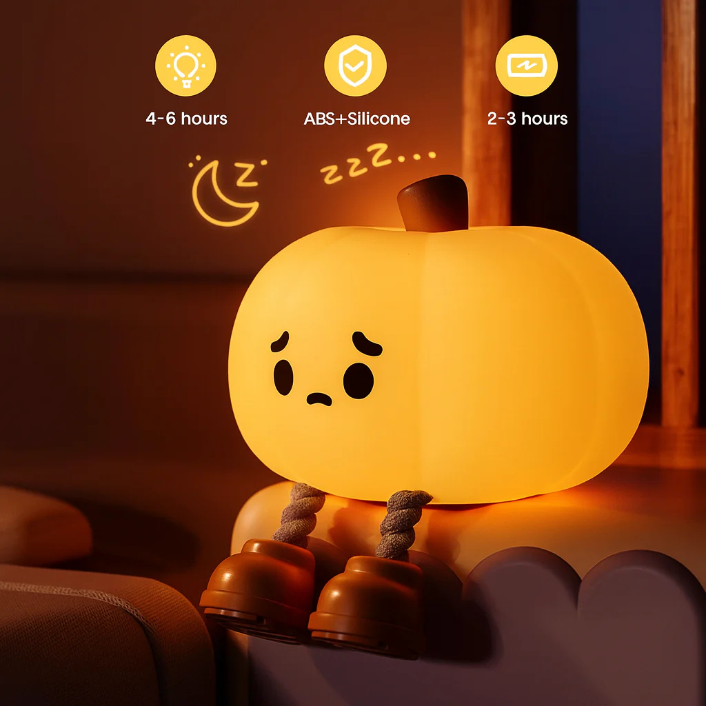 Pumpkin Night Light Decor, Cute Night Light For Kids Room, silicone pumpkin lantern dimmable, Halloween decoration atmosphere lamp