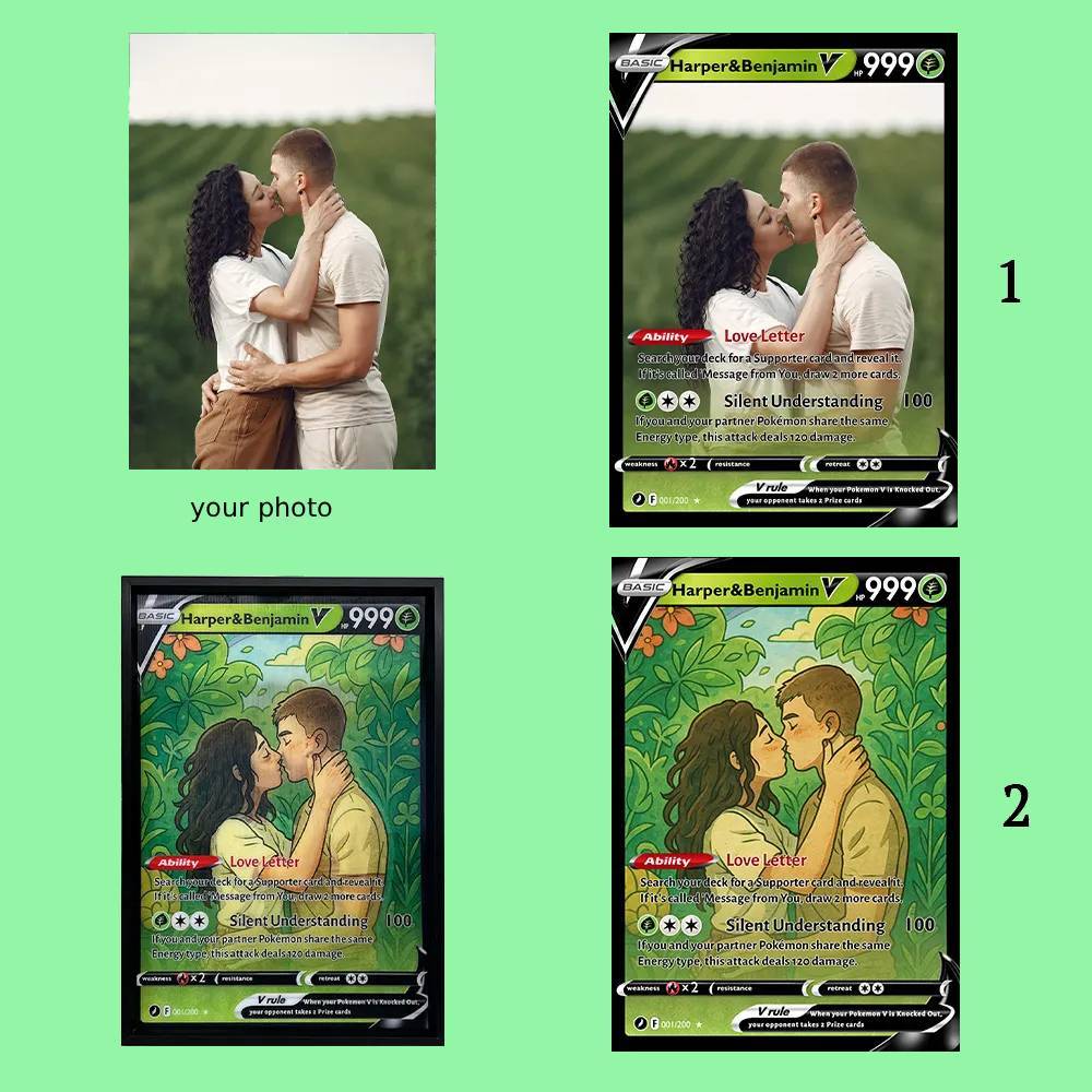 Custom Couple Anime Magic Lenticular PokeCard Frame Wall Art