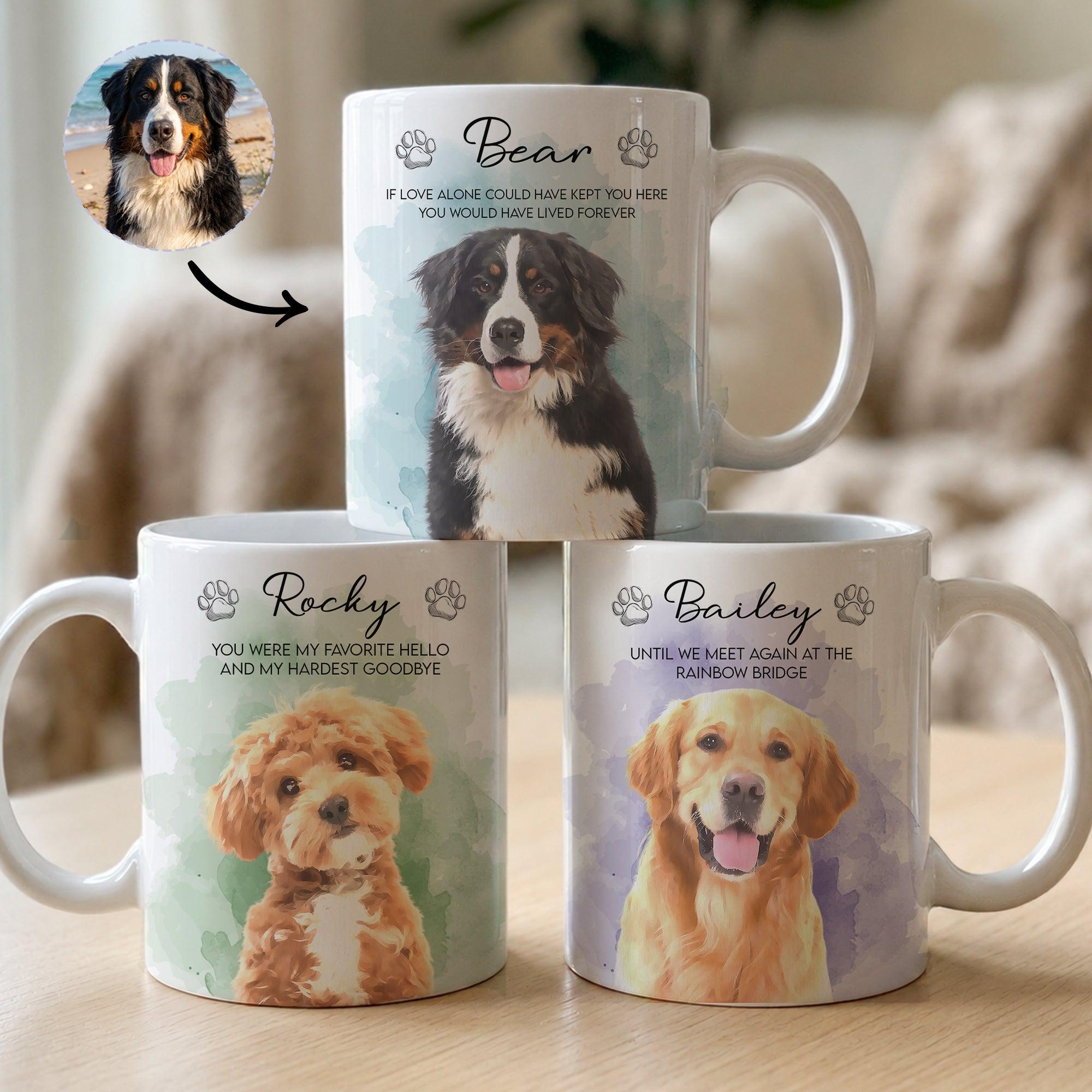 Custom Watercolor Pet Portrait Memorial Gift - Personalized Mug