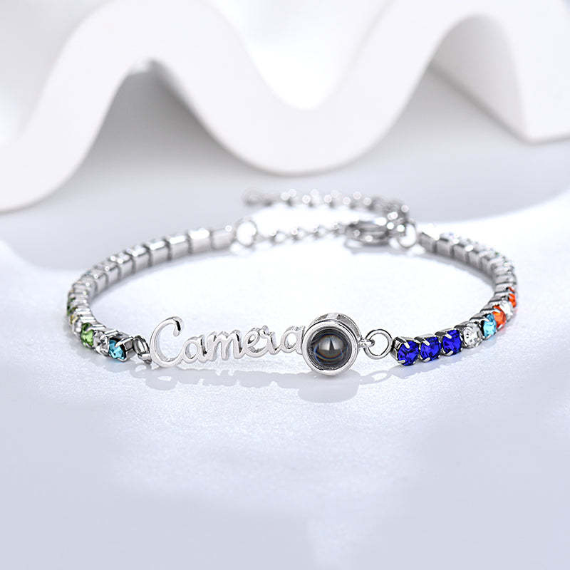 Custom Name Tennis Bracelets Photo Projection Fashionable All Diamonds Bracelet Gifts For Her - SantaSocks