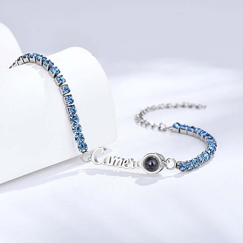Custom Name Tennis Bracelets Photo Projection Fashionable All Diamonds Bracelet Gifts For Her - SantaSocks