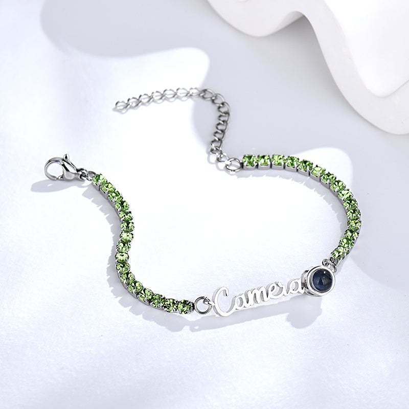 Custom Name Tennis Bracelets Photo Projection Fashionable All Diamonds Bracelet Gifts For Her - SantaSocks