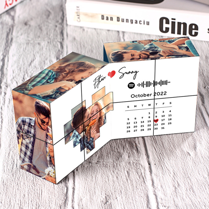 Custom Photo Cube Spotify Code Calendar Multiphoto DIY Cube for Couple - Giftlab