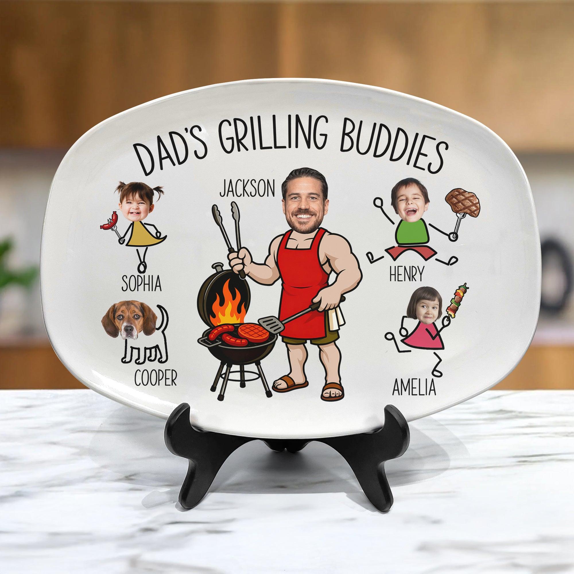 Father's Day Gifts, Dad's Grilling Buddies Father's Day Gift For Daddy, Husband, Grandpa - Personalized Platter