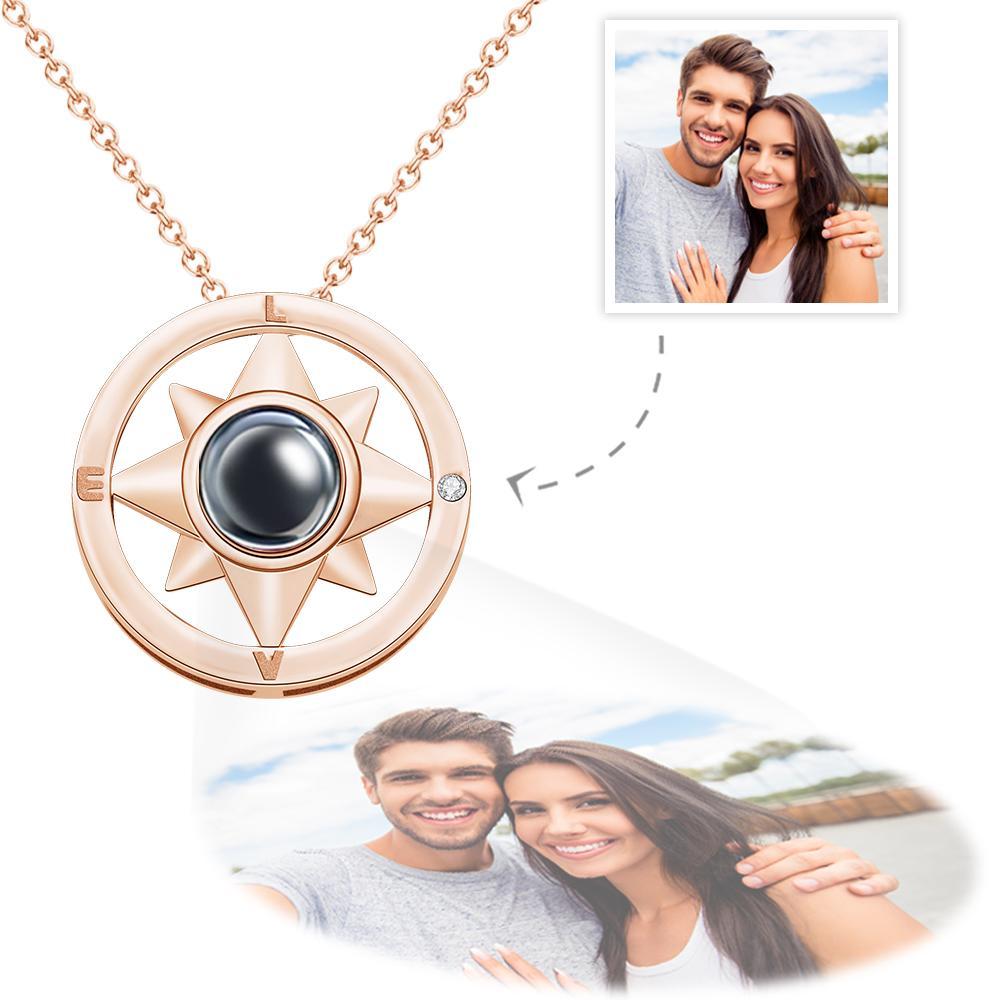 Custom Photo Projection Necklace Compass Creative Gifts - Bestchristmasgifts